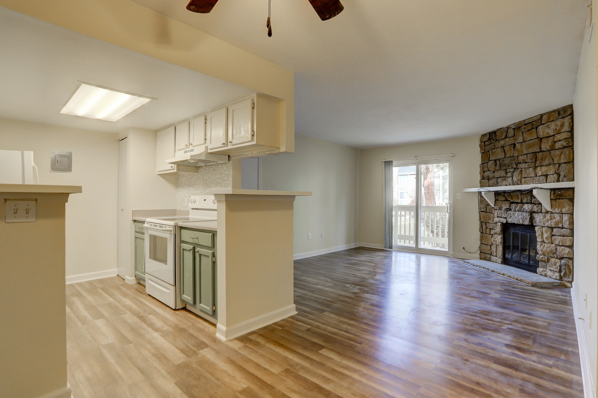 Open living room and kitchen in Denver 2-bedroom rental